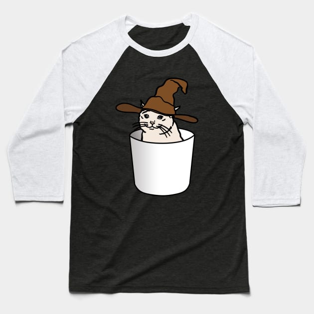 Crying Cat Meme in a Wizard Hat in a Glass Baseball T-Shirt by strangelyhandsome